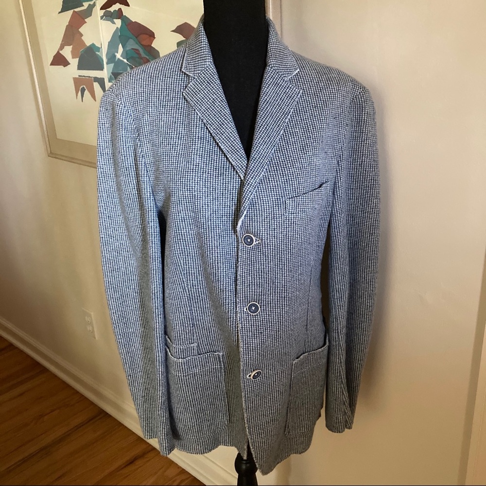 J W TABACCHI Deconstructed Italian Houndstooth Pattern Casual Blazer US M 38